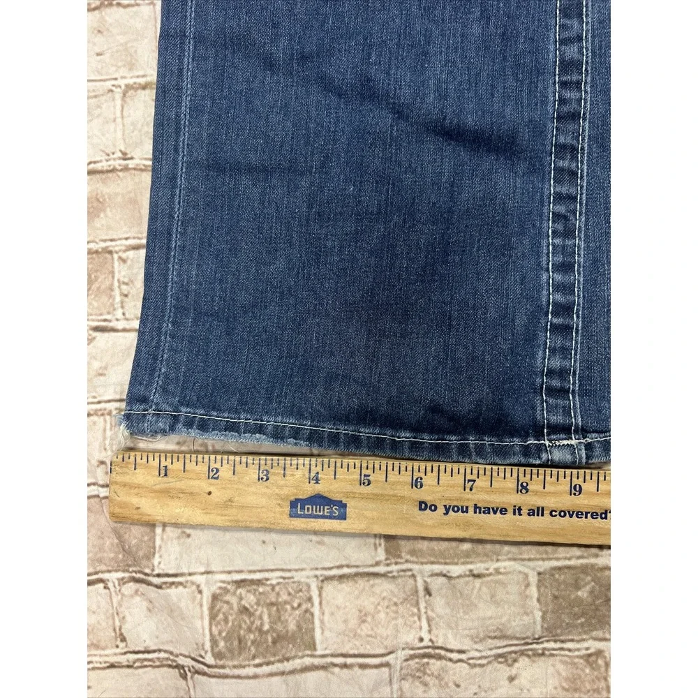 True Religion Jeans 38 X 32.5 Blue Denim Ricky Relaxed Straight Thick Stitch‎